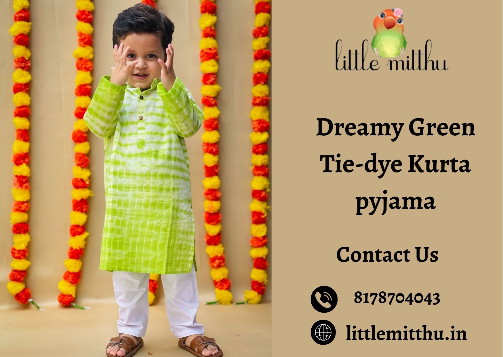 Dreamy Green Tie-dye Kurta pyjama