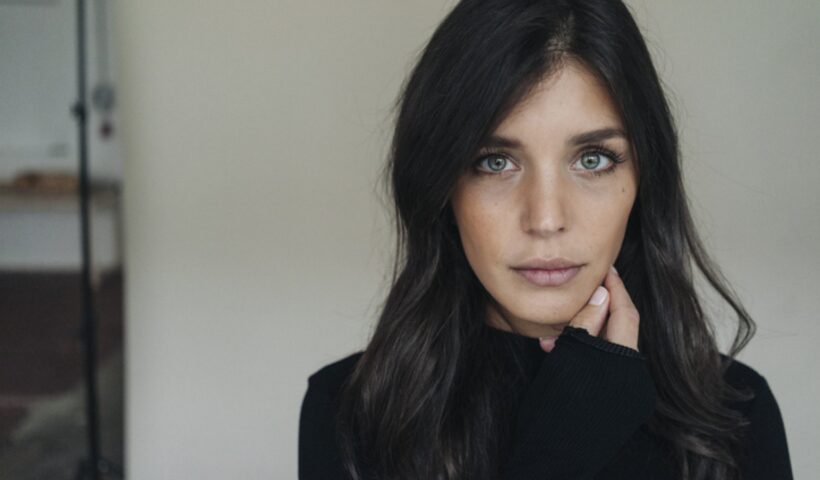 Woman with dark chocolate brown hair