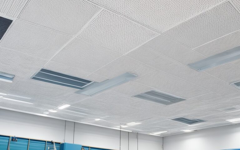 DreamShaper_v7_Acoustic_Ceiling_Tiles_Manufacturing_Plant_1
