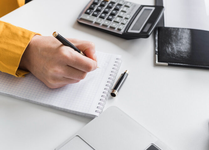 high-angle-woman-office-working