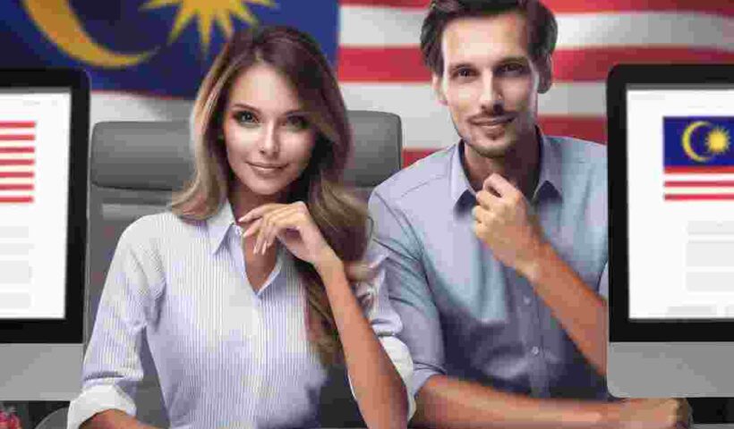 Two webdesigners designing a digital marketing platform in Malaysia in jumixdesign (illustration)