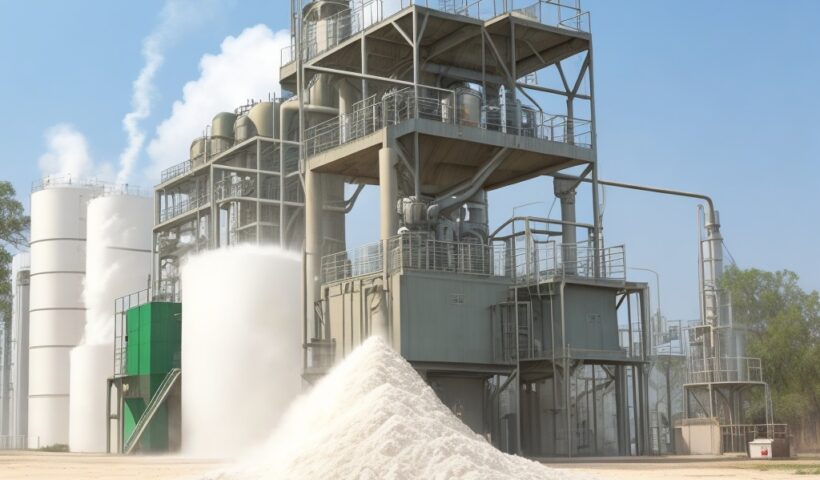 DreamShaper_v7_Guar_Gum_Powder_Manufacturing_Plant_1