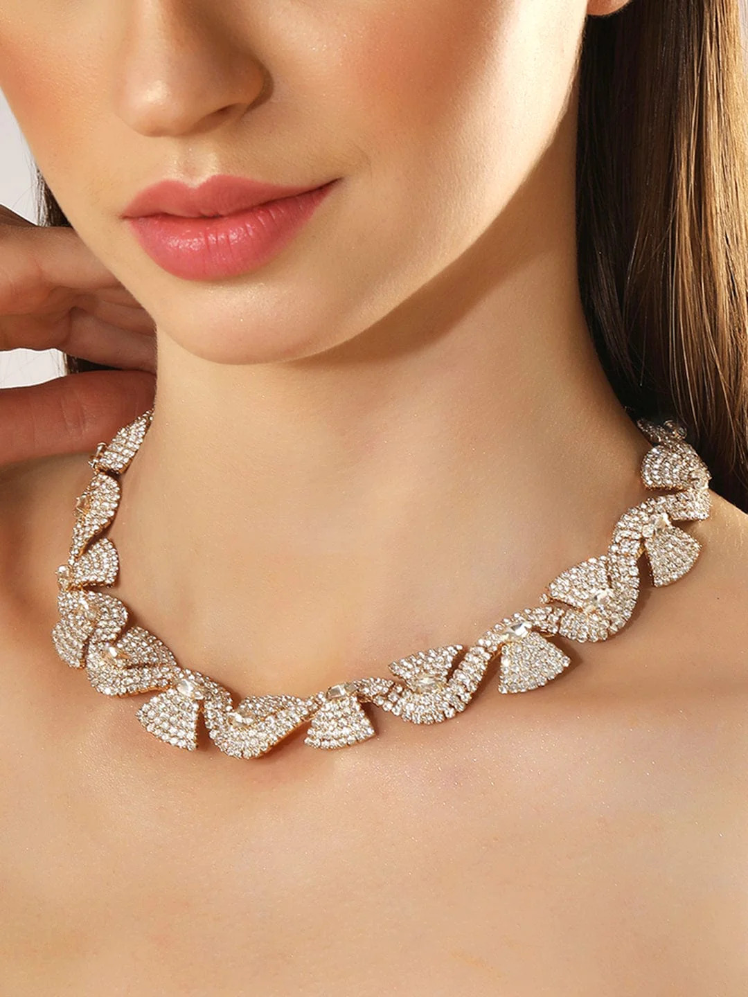 RUBANS GOLD-TONED & WHITE GOLD-PLATED HANDCRAFTED NECKLACE